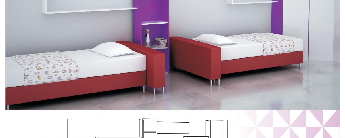 Design for Kids Double Bed Room with Separate Beds