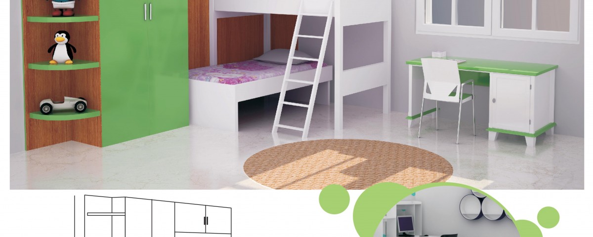 KIDS GREEN BUNKER BED