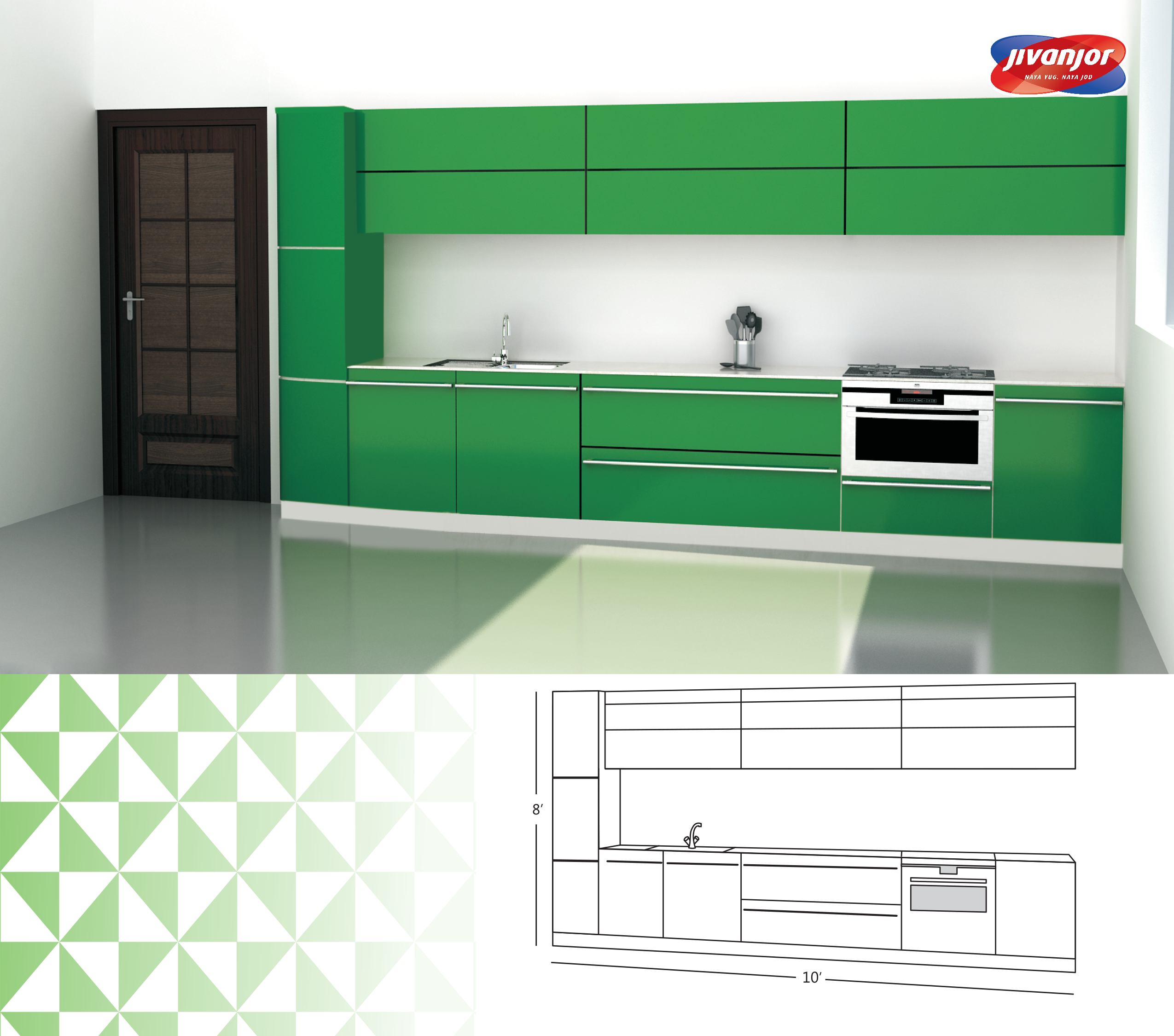 Single Line Kitchen Design with an Inbuilt Oven